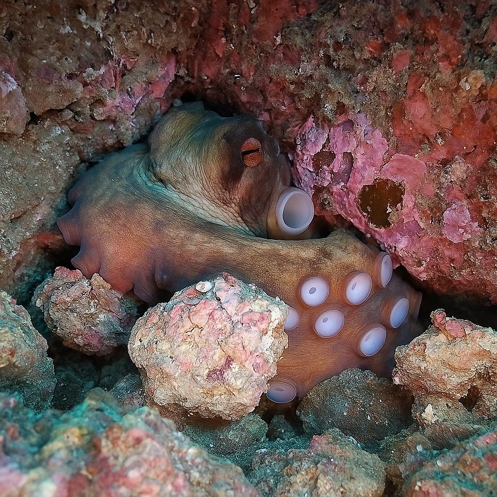 Pulpo observado durante la actividad de snorkel en Cambrils